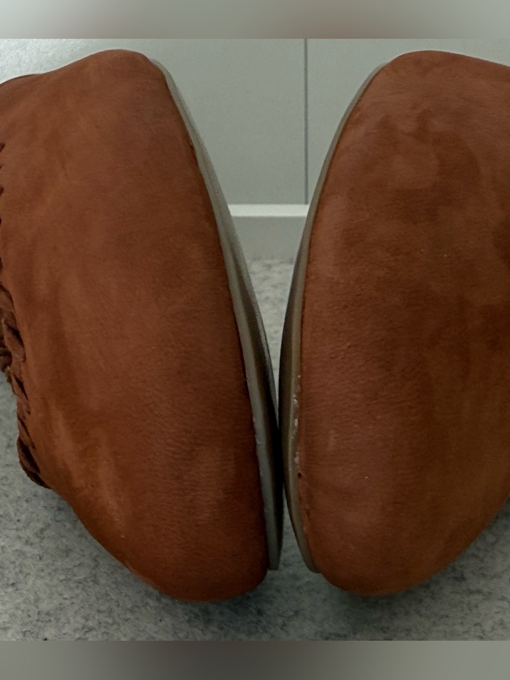 Joie Suede Ballet Flats 9.5 Brown Square Toe Whipstitch Boho - Picture 6 of 12